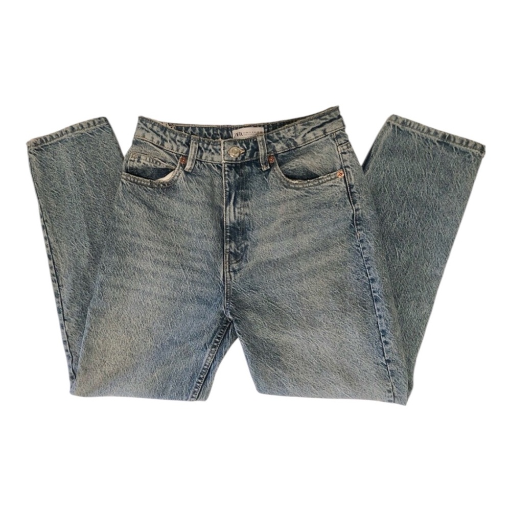 Zara Light Wash Mom Jeans Straight Leg Size 6